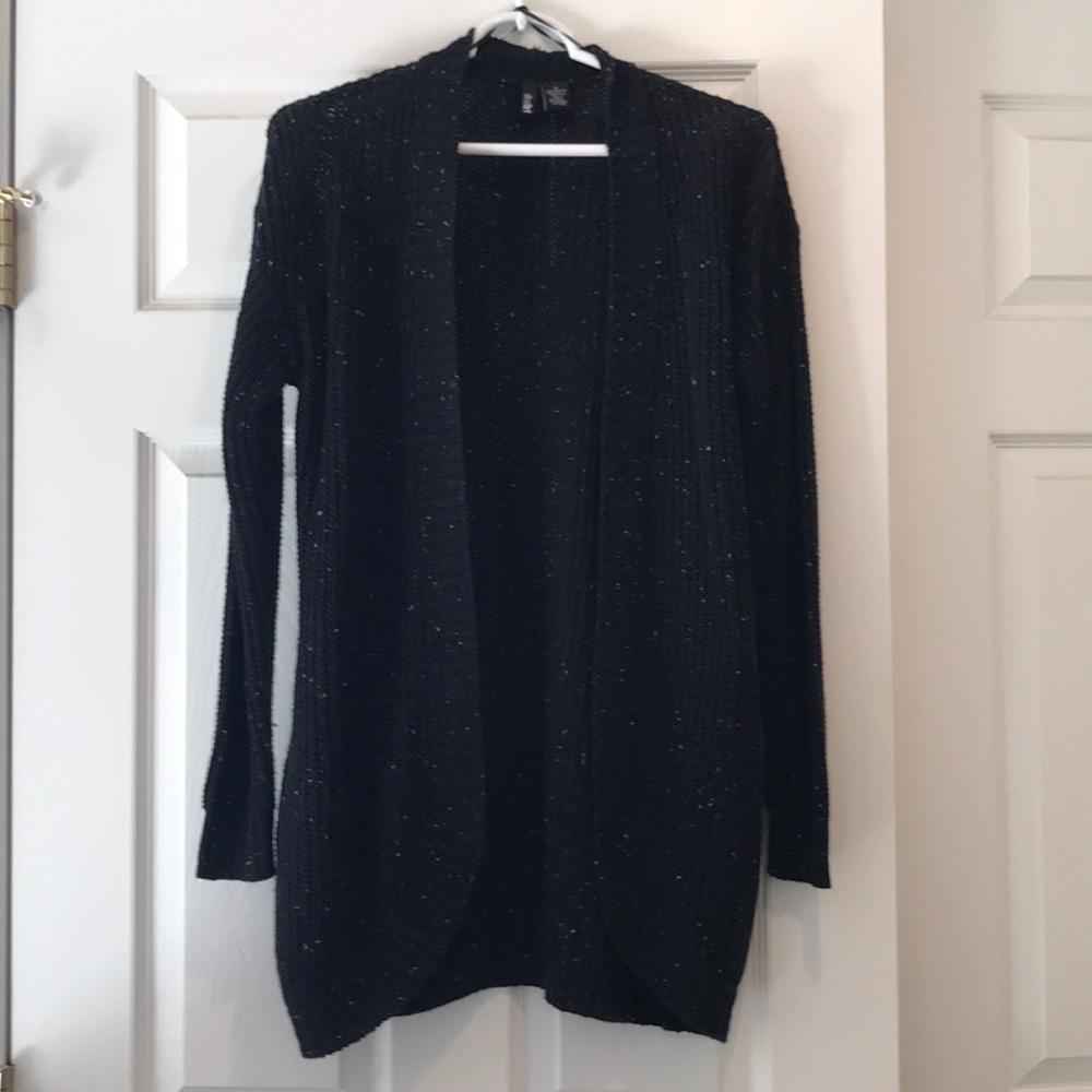 Black marled Cardigan with Grey Fleck